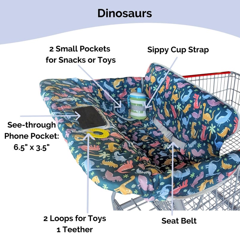 Suessie Shopping Cart Cover and High Chair Cover, Dinosaurs - Image 3